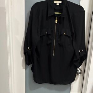 Michael Kors Black Blouse with Gold Accents